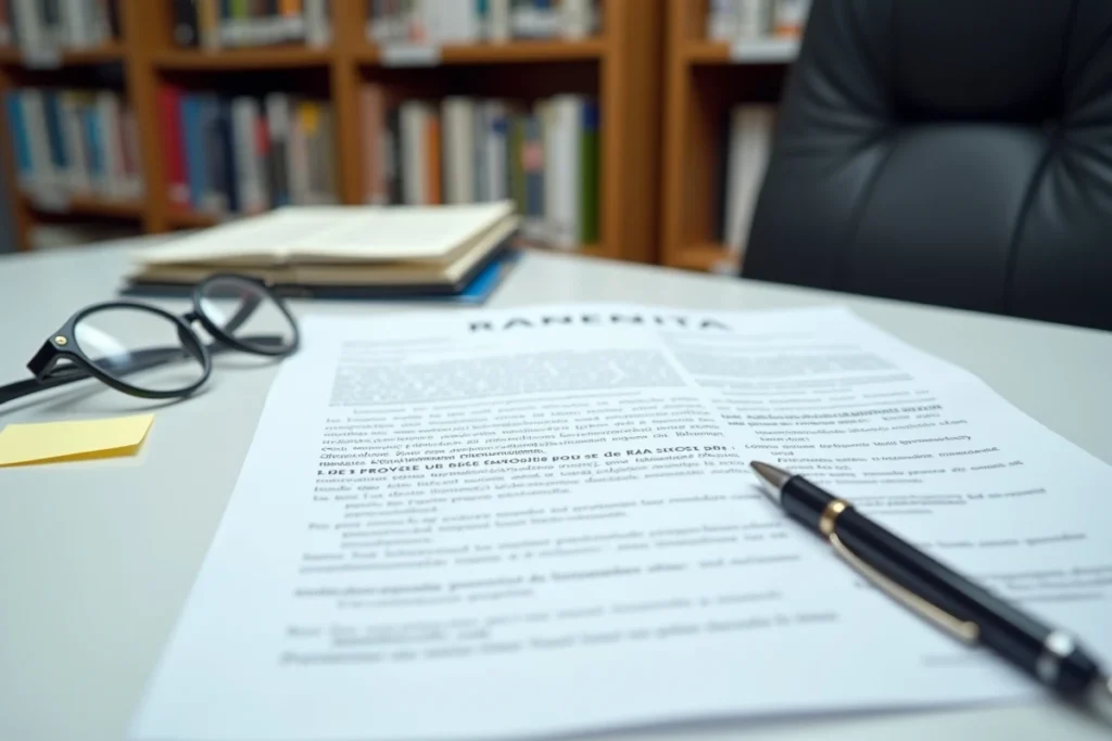 Dossier de licenciement pour faute grave ouvert sur un bureau avec contrat de travail et courriers administratifs