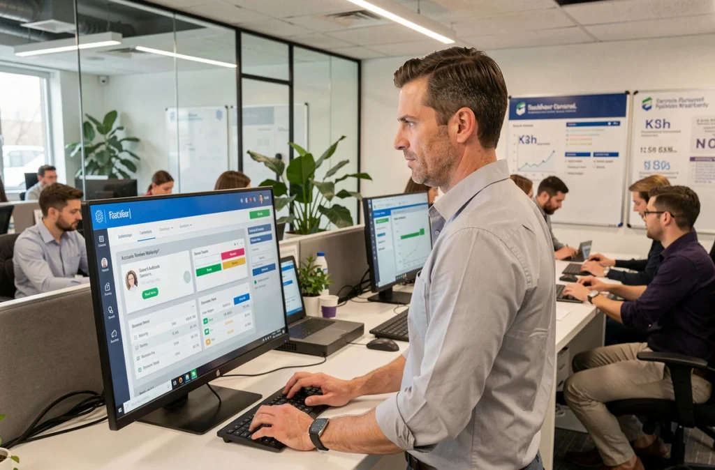 Responsable financier consultant une plateforme de relances clients et de gestion des créances en entreprise